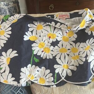 Lilly Pulitzer Navy Floral Daisy Skirt with Yellow & White